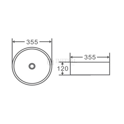 Gloss Round Ultra Slim Above Counter Basin White 355X355X114 ,