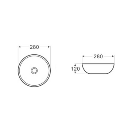 Gloss Round Above Counter Basin White 280X280X120 ,
