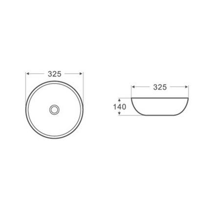 Gloss Round Above Counter Basin White 325X325X140 ,