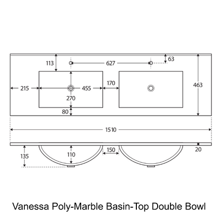 Fienza Edge Industrial 1500 Wall Hung Cabinet, Solid Doors, Bevelled Edge ,