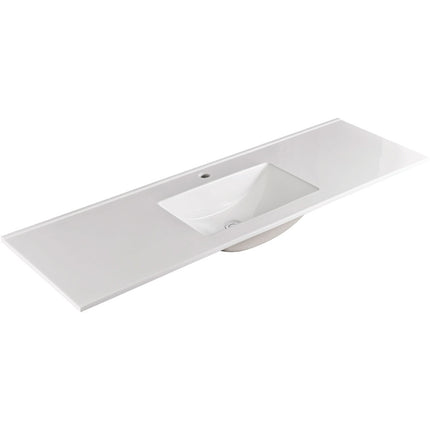 Fienza Vanessa Poly Marble Gloss White Basin Top, 1500mm, Single Bowl ,