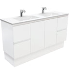 With Moulded Basin-Top - Vanessa Poly-Marble / Double Bowl