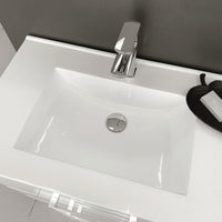 Fienza Fingerpull Gloss White 600 Cabinet on Kickboard, Solid Doors ,
