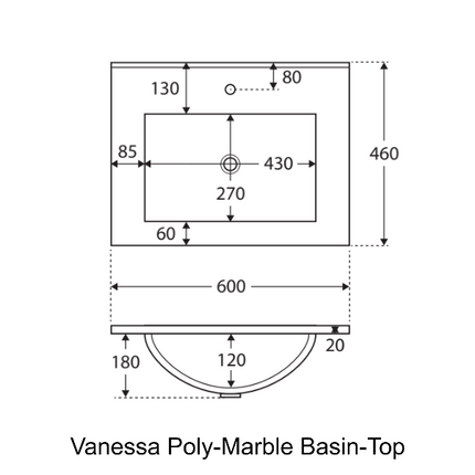 Fienza Fingerpull Gloss White 600 Cabinet on Kickboard, Solid Doors ,
