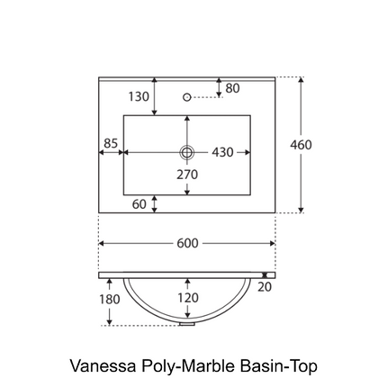 Fienza UniCab 600 Gloss White Cabinet on Kickboard, Solid Doors ,