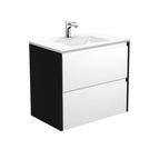 With Moulded Basin-Top - Vanessa Poly-Marble / Satin Black Panels