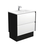 With Moulded Basin-Top - Vanessa Poly-Marble / Satin Black Panels