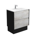 With Moulded Basin-Top - Vanessa Poly-Marble / Satin Black Panels