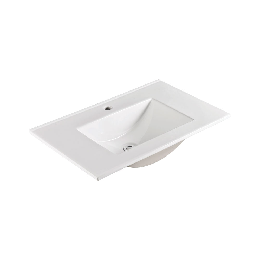 Fienza Vanessa Poly Marble Gloss White Basin Top, 750mm ,