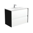With Moulded Basin-Top - Vanessa Poly-Marble / Satin Black Panels