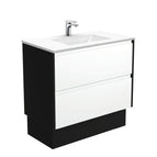 With Moulded Basin-Top - Vanessa Poly-Marble / Satin Black Panels