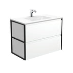 With Moulded Basin-Top - Vanessa Poly-Marble / Matte Black Frames