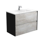 With Moulded Basin-Top - Vanessa Poly-Marble / Satin Black Panels