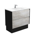 With Moulded Basin-Top - Vanessa Poly-Marble / Satin Black Panels