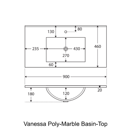 Fienza Amato Satin White 900 Wall Hung Cabinet, 2 Solid Drawers, Bevelled Edge ,