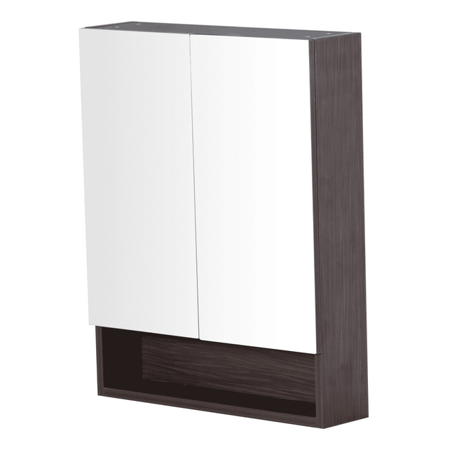 Style Wood Grain PVC Mirrors Shaving Cabinet With 2 Doors Walnut 600X150X750 ,