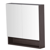 Style Wood Grain PVC Mirrors Shaving Cabinet With 2 Doors Walnut 750X150X750 ,
