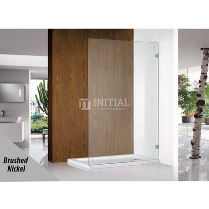 Single Frameless Fixed Panel Shower Screen 10mm Glass Brushed Nickel/Gold/Gunmetal from 400 to 1200x2000mm , 400 Brushed Nickel