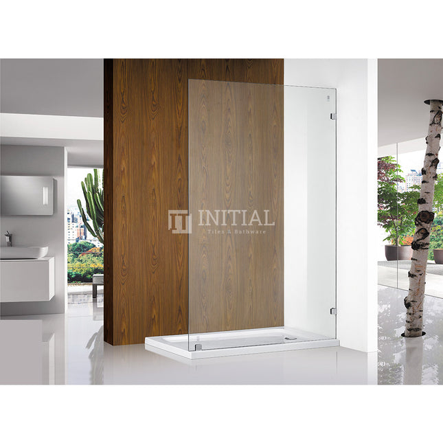 Single Frameless Fixed Panel Shower Screen 10mm Glass Chrome/Black from 400 to 1200x2000mm , 400 Chrome