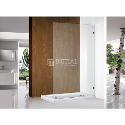 Single Frameless Fixed Panel Shower Screen 10mm Glass Chrome/Black from 400 to 1200x2000mm , 400 Chrome