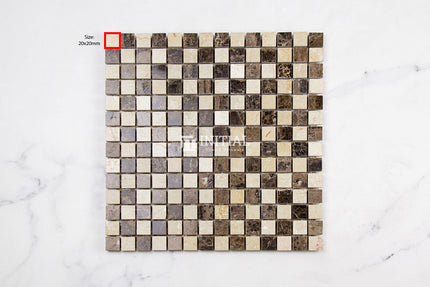 Dark Emprador & Cream Mix Porcelain Feature Tile 300X300mm ,