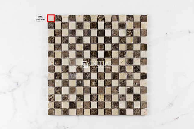 Dark Emprador & Cream Mix Porcelain Feature Tile 300X300mm ,