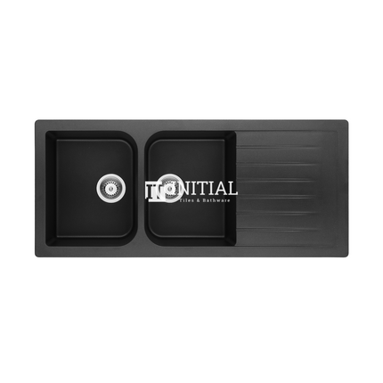 Granite Quartz Stone Top/Undermount Kitchen Sink with Drainer Black 1160X500X225 ,