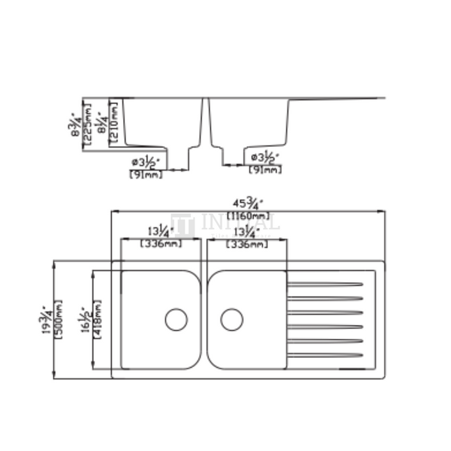 Granite Quartz Stone Top/Undermount Kitchen Sink with Drainer Black 1160X500X225 ,